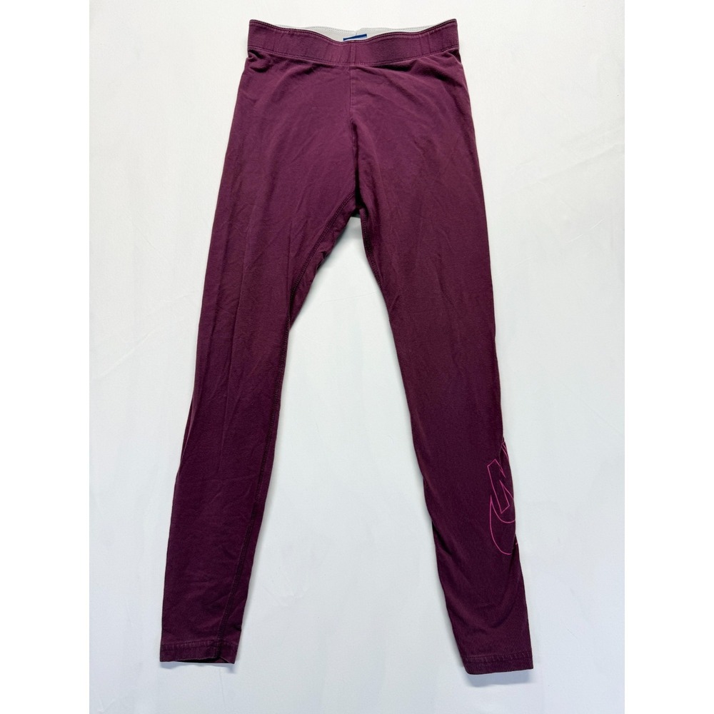 Nike Sportswear Leggings Womens Small Burgundy Stretch Spellout Logo Athleisure